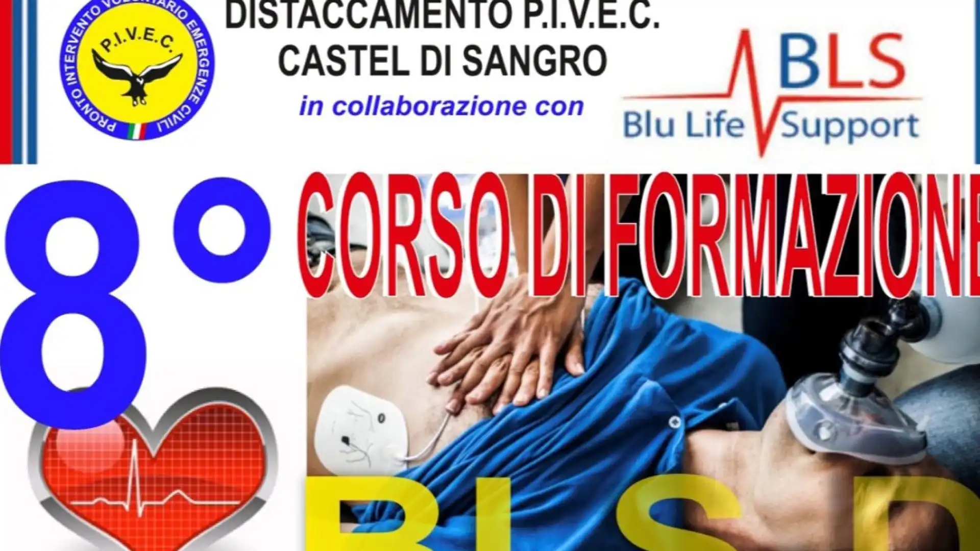 Castel Di Sangro: Sabato 11 marzo l’ottavo corso di formazione BLS-D promosso dalla PIVEC In collaborazione con Blu Life Support.